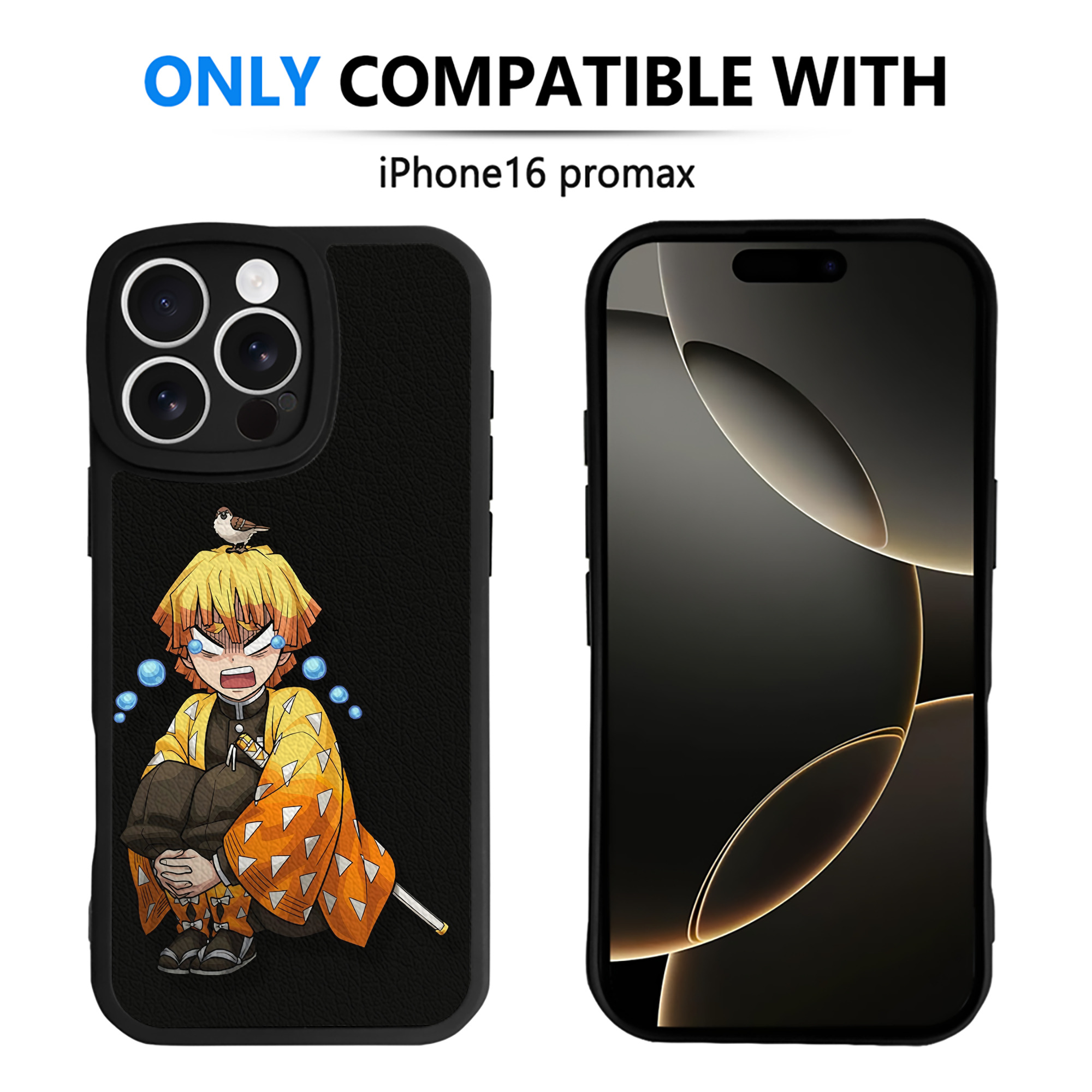 （画像用） 鬼滅の刃（きめつのやいば）我妻 善逸／あがつま ぜんいつ Agatsuma Zenitsu 【iPhone 16シリーズ対応】シリコンスマホケース（レザー調） 材質：シリコン